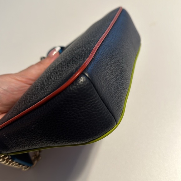 mini coach bag / wristlet in navy, pink & green - Picture 4 of 8